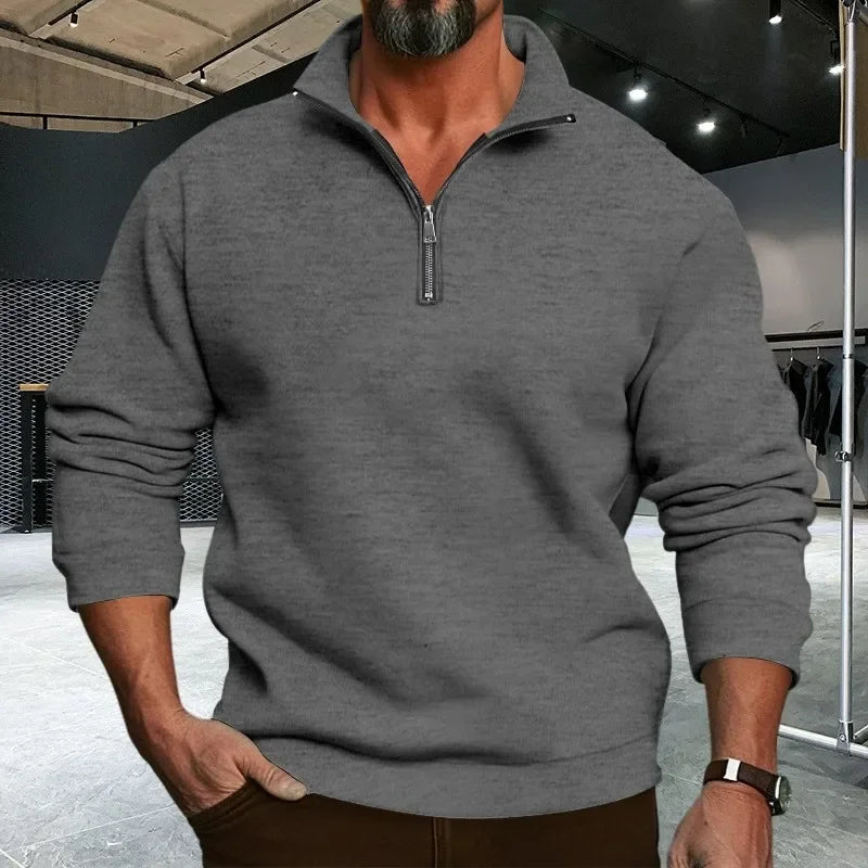 Men's Autumn/Winter Casual Semi-Zipped Pullover Loose Fleece Warm Sweatshirt And Sweatpants Available in 1/2 piece