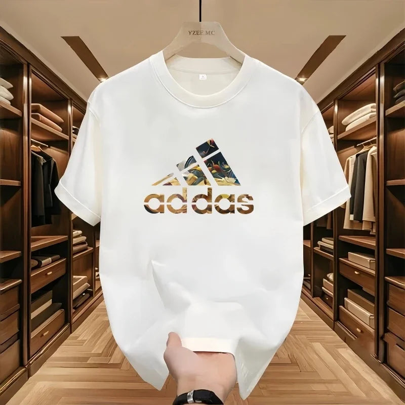 2025 Summer Men's T-shirt Short Sleeve Pure Cotton T-shirt Summer Slim Fit Full Cotton Half Sleeve Round Neck Breathable Trend