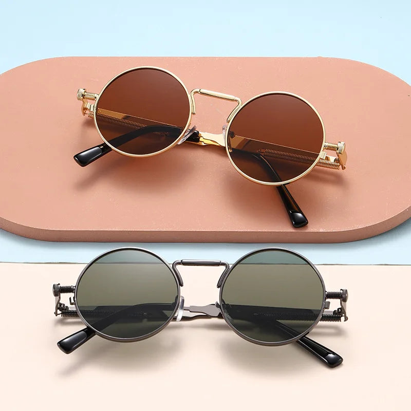 New Retro Round Frame Sunglasses Fashion Women's Slimming Glasses Trendy Street Photo Sun Glasses Men UV400  Gafas De Sol