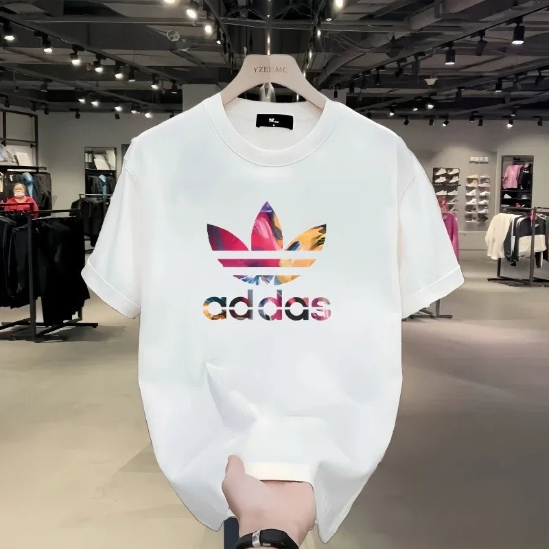 2025 Summer Men's T-shirt Short Sleeve Pure Cotton T-shirt Summer Slim Fit Full Cotton Half Sleeve Round Neck Breathable Trend