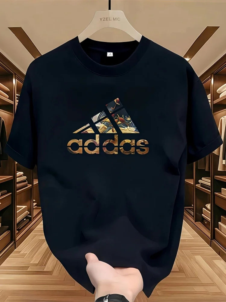 2025 Summer Men's T-shirt Short Sleeve Pure Cotton T-shirt Summer Slim Fit Full Cotton Half Sleeve Round Neck Breathable Trend