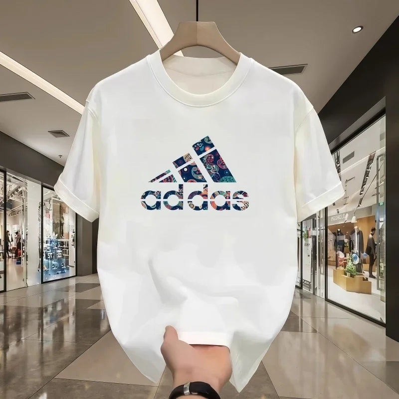 2025 Summer Men's T-shirt Short Sleeve Pure Cotton T-shirt Summer Slim Fit Full Cotton Half Sleeve Round Neck Breathable Trend