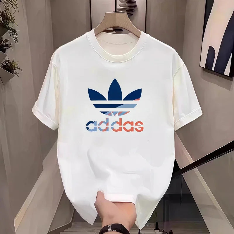 2025 Summer Men's T-shirt Short Sleeve Pure Cotton T-shirt Summer Slim Fit Full Cotton Half Sleeve Round Neck Breathable Trend