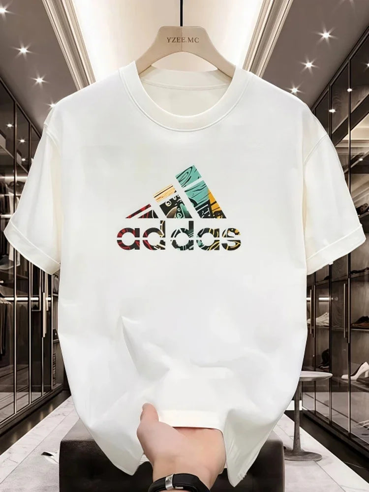 2025 Summer Men's T-shirt Short Sleeve Pure Cotton T-shirt Summer Slim Fit Full Cotton Half Sleeve Round Neck Breathable Trend