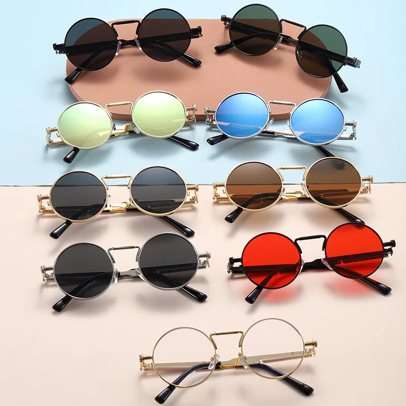 New Retro Round Frame Sunglasses Fashion Women's Slimming Glasses Trendy Street Photo Sun Glasses Men UV400  Gafas De Sol