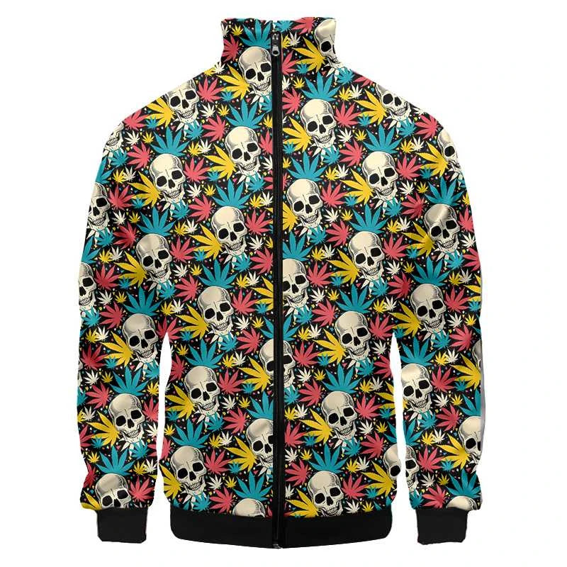 3D Printed Pink Rose Skull Zip Jacket For Men Clothes Funny Mens Designer Clothes Streetwear Men Coat Tops High Quality Jackets