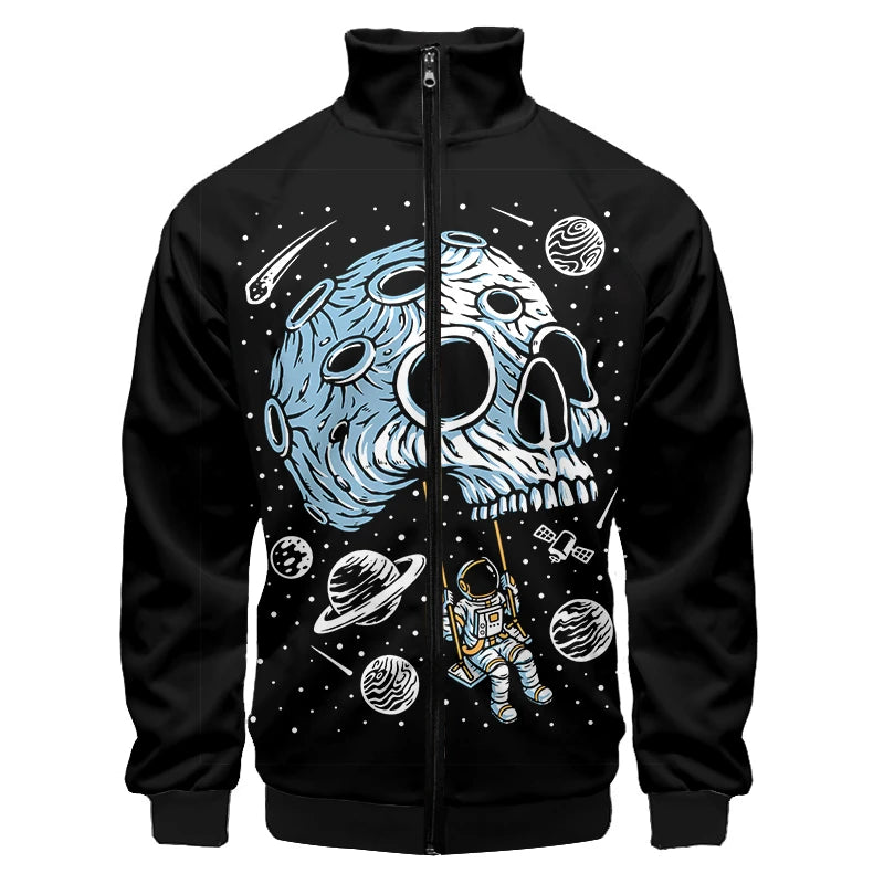 3D Printed Pink Rose Skull Zip Jacket For Men Clothes Funny Mens Designer Clothes Streetwear Men Coat Tops High Quality Jackets