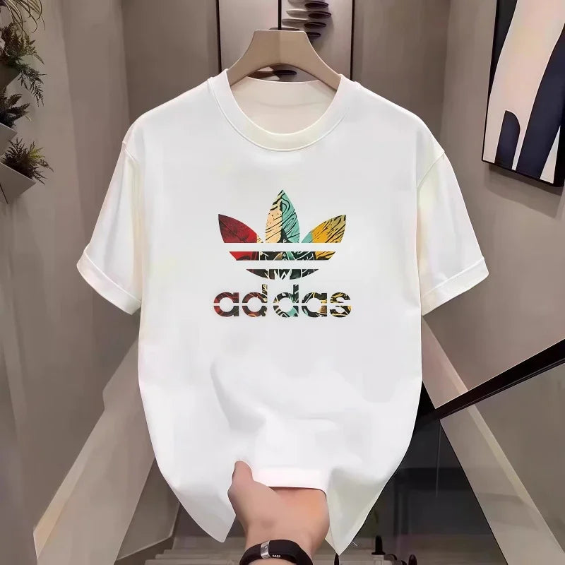 2025 Summer Men's T-shirt Short Sleeve Pure Cotton T-shirt Summer Slim Fit Full Cotton Half Sleeve Round Neck Breathable Trend