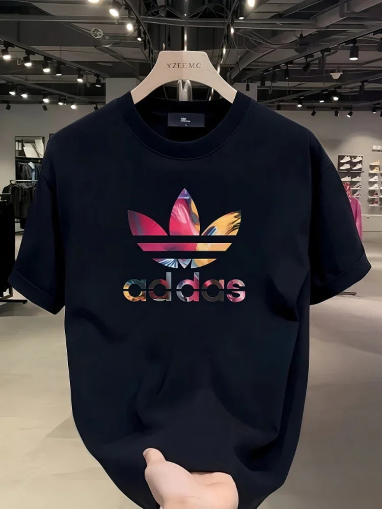 2025 Summer Men's T-shirt Short Sleeve Pure Cotton T-shirt Summer Slim Fit Full Cotton Half Sleeve Round Neck Breathable Trend