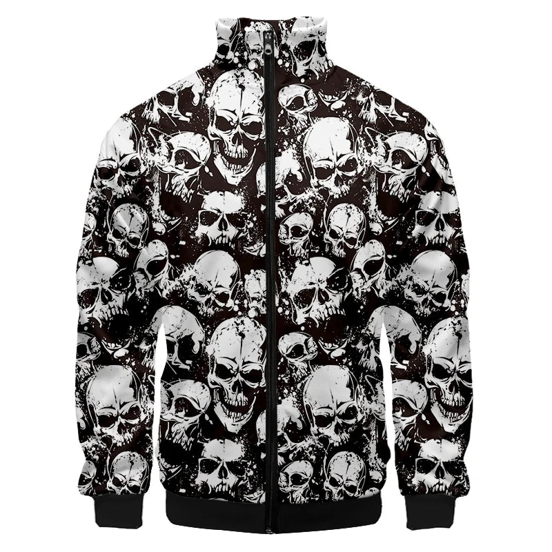 3D Printed Pink Rose Skull Zip Jacket For Men Clothes Funny Mens Designer Clothes Streetwear Men Coat Tops High Quality Jackets