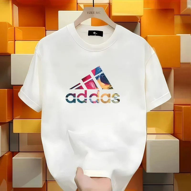 2025 Summer Men's T-shirt Short Sleeve Pure Cotton T-shirt Summer Slim Fit Full Cotton Half Sleeve Round Neck Breathable Trend