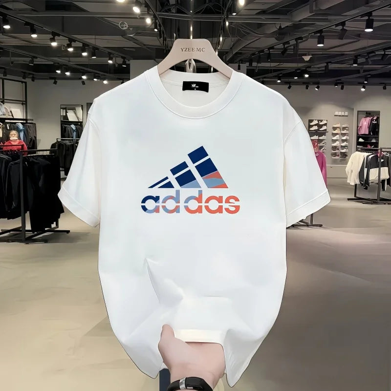 2025 Summer Men's T-shirt Short Sleeve Pure Cotton T-shirt Summer Slim Fit Full Cotton Half Sleeve Round Neck Breathable Trend