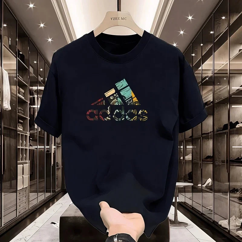 2025 Summer Men's T-shirt Short Sleeve Pure Cotton T-shirt Summer Slim Fit Full Cotton Half Sleeve Round Neck Breathable Trend