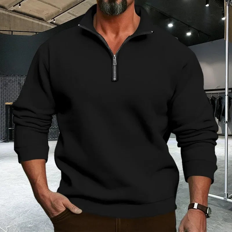 Men's Autumn/Winter Casual Semi-Zipped Pullover Loose Fleece Warm Sweatshirt And Sweatpants Available in 1/2 piece