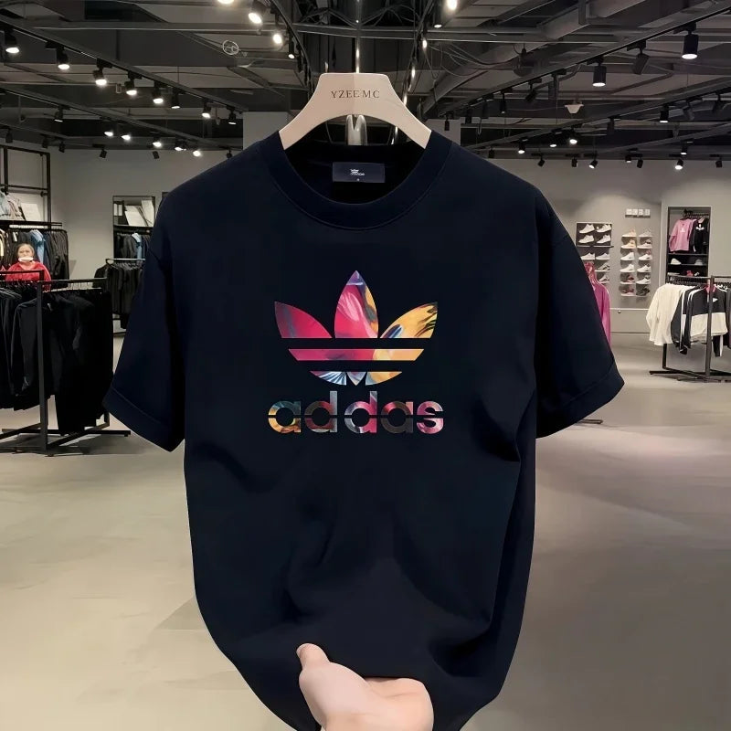 2025 Summer Men's T-shirt Short Sleeve Pure Cotton T-shirt Summer Slim Fit Full Cotton Half Sleeve Round Neck Breathable Trend