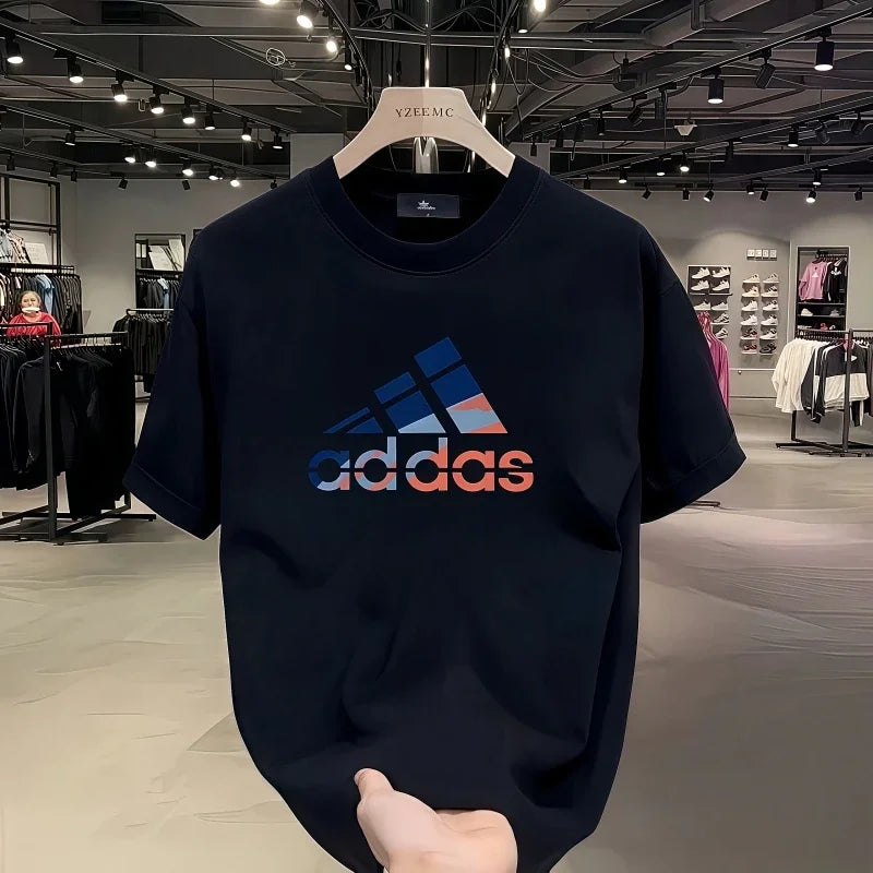 2025 Summer Men's T-shirt Short Sleeve Pure Cotton T-shirt Summer Slim Fit Full Cotton Half Sleeve Round Neck Breathable Trend