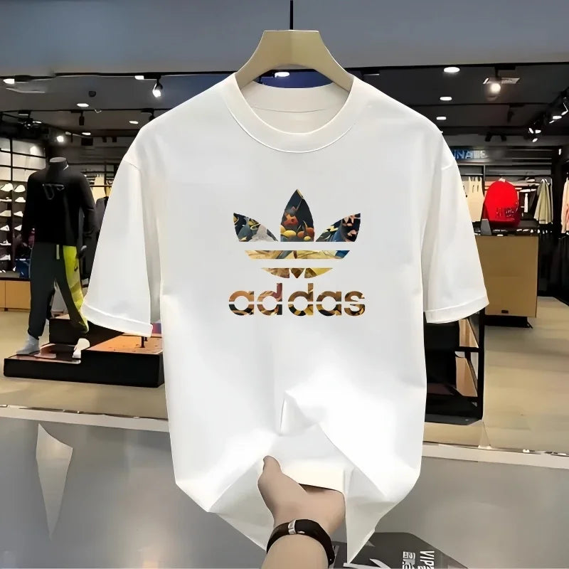 2025 Summer Men's T-shirt Short Sleeve Pure Cotton T-shirt Summer Slim Fit Full Cotton Half Sleeve Round Neck Breathable Trend