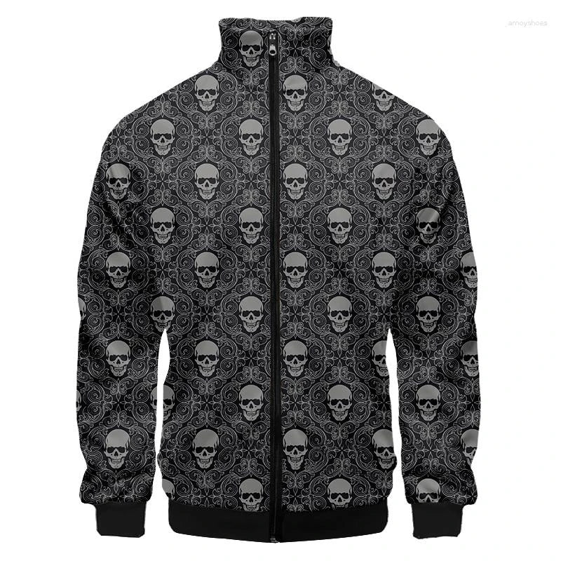 3D Printed Pink Rose Skull Zip Jacket For Men Clothes Funny Mens Designer Clothes Streetwear Men Coat Tops High Quality Jackets