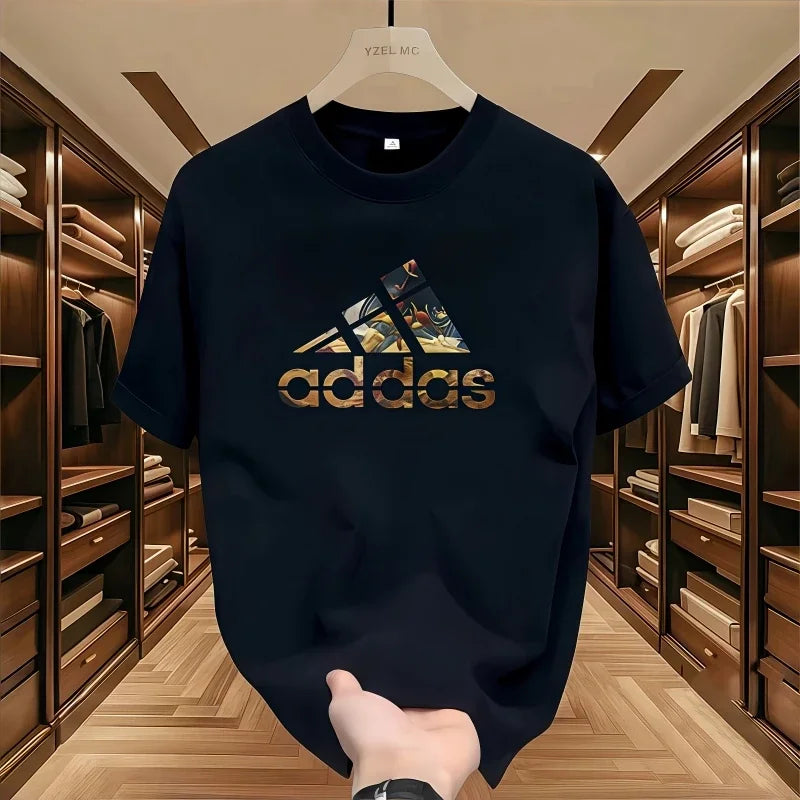 2025 Summer Men's T-shirt Short Sleeve Pure Cotton T-shirt Summer Slim Fit Full Cotton Half Sleeve Round Neck Breathable Trend