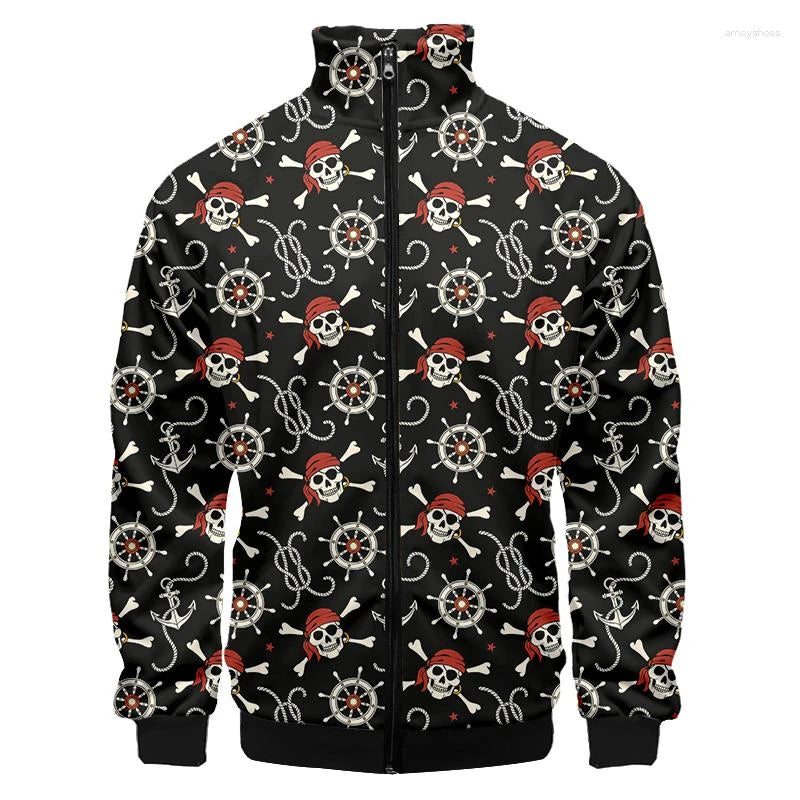 3D Printed Pink Rose Skull Zip Jacket For Men Clothes Funny Mens Designer Clothes Streetwear Men Coat Tops High Quality Jackets