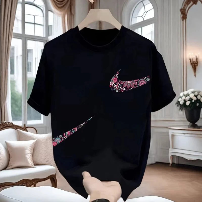 Internet Celebrity Hot Selling Brand Short Sleeved T-shirt for Men and Women, American Printed Trendy Casual Loose Round Neck H