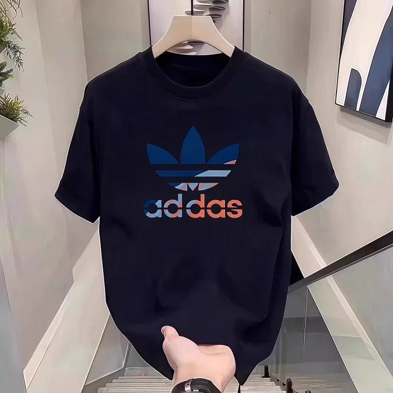 2025 Summer Men's T-shirt Short Sleeve Pure Cotton T-shirt Summer Slim Fit Full Cotton Half Sleeve Round Neck Breathable Trend