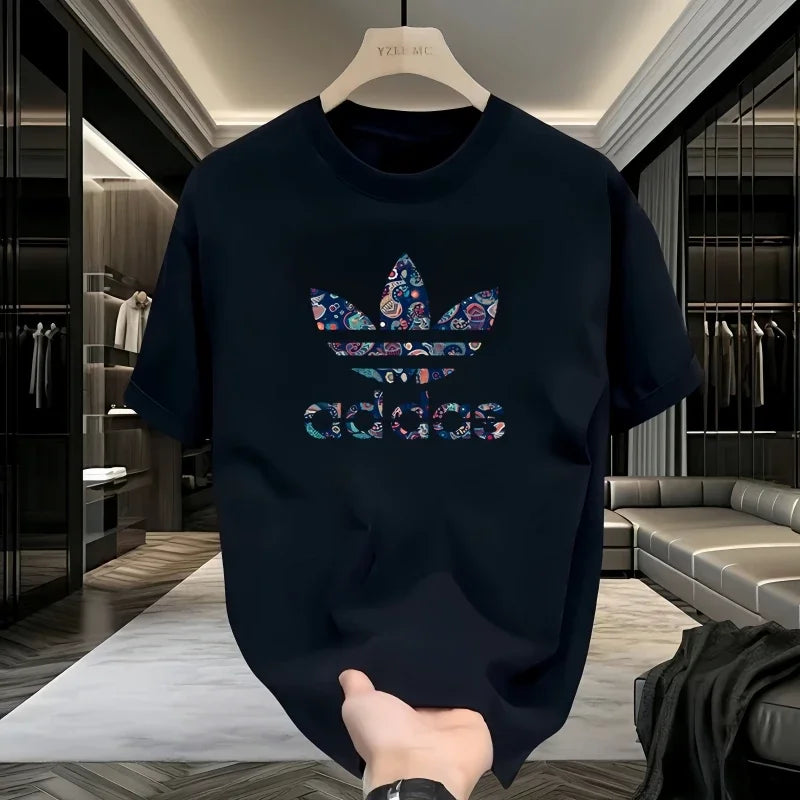 2025 Summer Men's T-shirt Short Sleeve Pure Cotton T-shirt Summer Slim Fit Full Cotton Half Sleeve Round Neck Breathable Trend