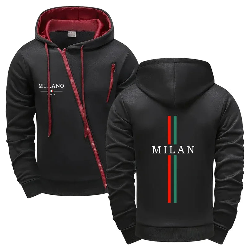 Quality Autumn Winter Hoodie Comfort Single Sweatshirts Hot Sales Top Pants Men's Versatile Diagonal Zipper Jacket Casual Sports