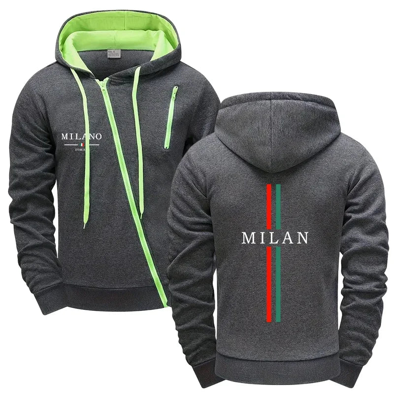 Quality Autumn Winter Hoodie Comfort Single Sweatshirts Hot Sales Top Pants Men's Versatile Diagonal Zipper Jacket Casual Sports