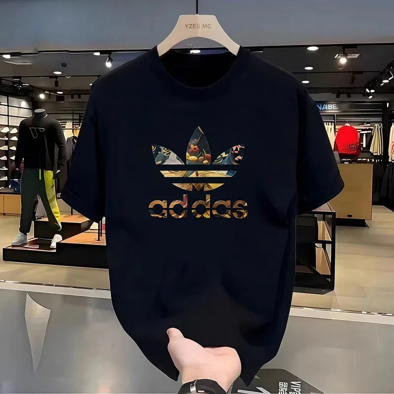 2025 Summer Men's T-shirt Short Sleeve Pure Cotton T-shirt Summer Slim Fit Full Cotton Half Sleeve Round Neck Breathable Trend