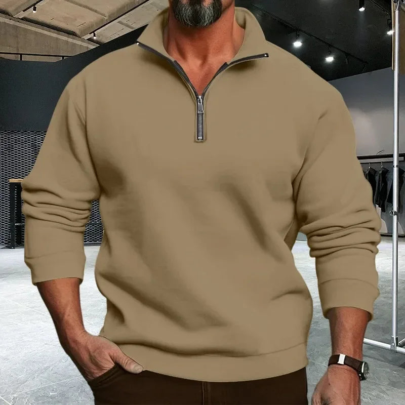 Men's Autumn/Winter Casual Semi-Zipped Pullover Loose Fleece Warm Sweatshirt And Sweatpants Available in 1/2 piece